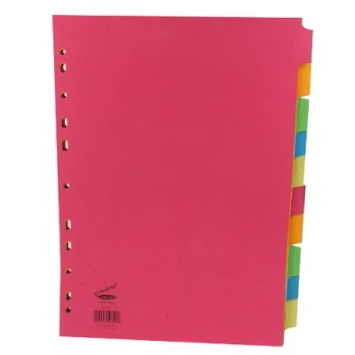 Image of Concord Bright Subject Dividers Europunched 10 Part A4 Assorted Ref 50899