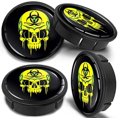Image of SkinoEu 4 x 60mm Car Alloy Centre Universal Rims Hub Wheel Center Caps Toxic Skull CX 56