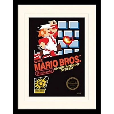 Image of Pyramid International Super Mario Bros. (NES Cover) 30x40 cm Mounted &amp; Framed