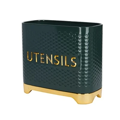 Image of Lovello Textured Hunter Green Utensil Holder