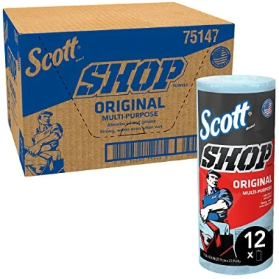Image of Scott Shop Towels Original 75147 Heavy Duty Blue 12 Packs of 1 Roll x 55 Disposable Paper (660 Total)