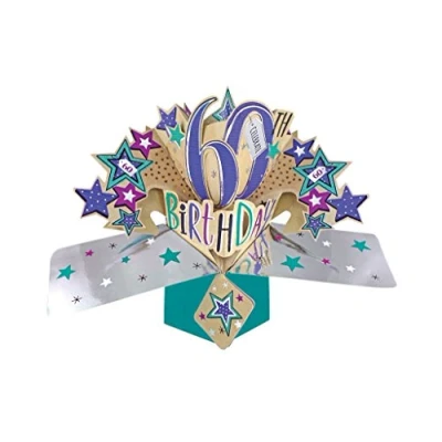 Image of Happy 60th Birthday Pop Up Greeting Card Original Second Nature 3D Cards
