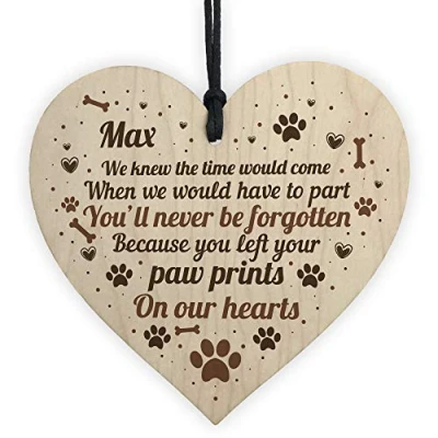 Image of RED OCEAN Wood Personalised Dog Sign Pet Memorial Christmas Tree Decoration Bauble Gift