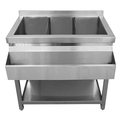 Image of KuKoo Cocktail Bar Station Free Standing Stainless Steel Sink Workstation Insulated Ice Wells