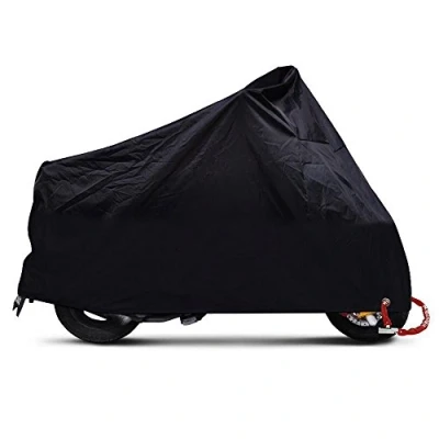 Image of ANFTOP Motorcycle Cover 3XL Motorbike Scooter Black Color White Lock Holes Waterproof UV Protective XXXL
