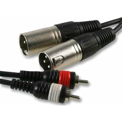 Image of Pulse PLS00264 2x 3 Pin XLR to Phono (RCA) Male Lead, 6m, Black