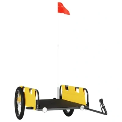 Image of vidaXL Bicycle Cargo Trailer Yellow Oxford Fabric and Powder Coated Iron Structure Capable of Carrying up to 45 kg Luggage, Tools, Groceries &amp; More