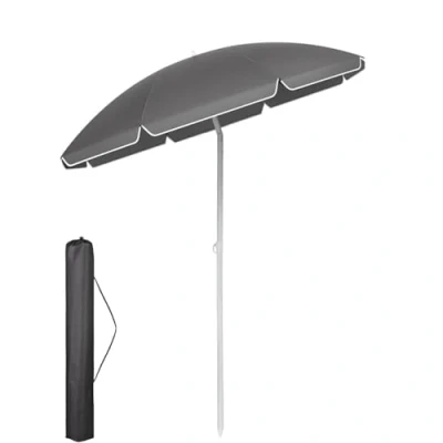 Image of WY8 2m Beach Umbrella, Portable Tilting Garden Parasol, Outdoor Sun Shade with UV50+ Protection, 8 Fiberglass Ribs, Sand Grabbing Pole, for Beach/Garden/Pool/Patio