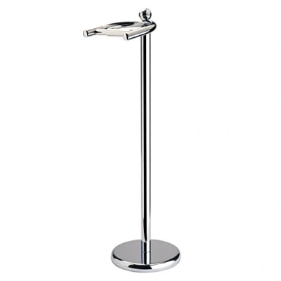 Image of Taylor &amp; Brown Freestanding Chrome Toilet Tissue Paper Roll Holder Stand Compact Organiser with Weighted Base