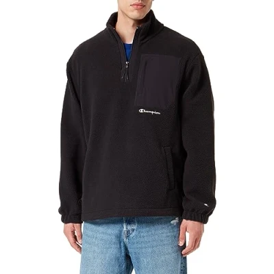 Image of Champion Men&#039;s Rochester 1919 Eco Future Recycled Polar Half Zip Sweatshirt, Nero, XL UK