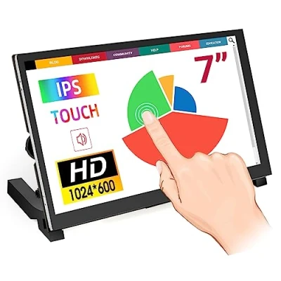 Image of ELECROW Raspberry Pi Screen, 7 inches Touch Screen Monitor 1024x600 Portable for Pi, PC, Game Consoles, BB Black, Banana Jetson Nano