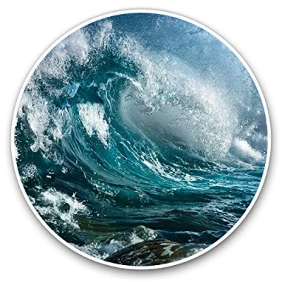 Image of Vinyl Stickers (Set of 2) 20cm Big Ocean Wave Surfer Surf #8311