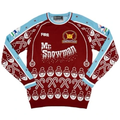 Image of Classic Football Shirts Mr Snowman Christmas Xmas Jumper (UK, Alpha, M, Regular, Maroon)