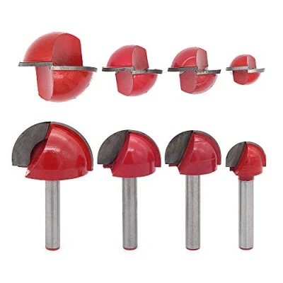 Image of DingGreat 4Pcs 6mm Shank Round Nose Cove Core Box Router Bit, Groove Bit Cutter for Woodworking