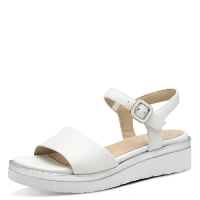 Image of TAMARIS Women&#039;s 8 88708 42 Wedge Sandal, White Silver, 6.5 UK