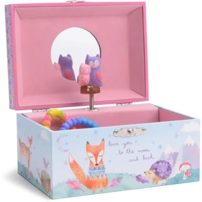 Image of Jewelkeeper Musical Owl Jewellery Box for Girls, Featuring Woodland Design, Twinkle Little Star Tune Enchanting Girls with Spinning Owls Birthday and Special Occasions