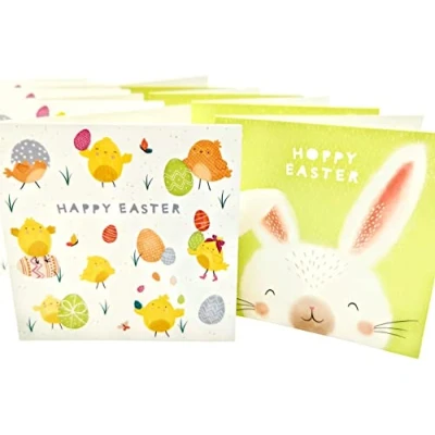 Image of 8 Happy Easter Cards with Envelopes Kids Bunny &amp; Chick