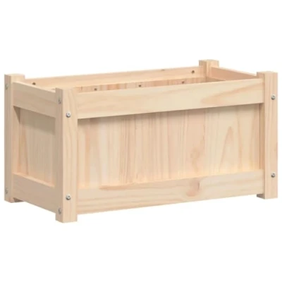 Image of vidaXL Garden Planter Flower Pot Rectangular Wooden Box 60x31x31cm Decorate Gardens, Patios, Balconies Solid Pine Wood Rustic Design