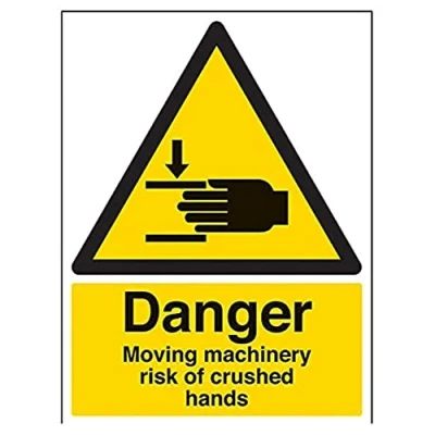 Image of V Safety Danger Moving Machinery Risk Of Trapped Hands Sign 300mm x 400mm 1mm Rigid Plastic