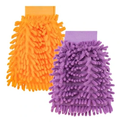Image of Arcjunys Car Wash Mitt for Double Sided Washing Microfibre Cleaning Mitts Glove Household 2Pcs