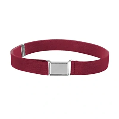 Image of WannGe Kids Buckle Belt Kid Adjustable Elastic Boy Stretch for Children Boys Girls Burgundy