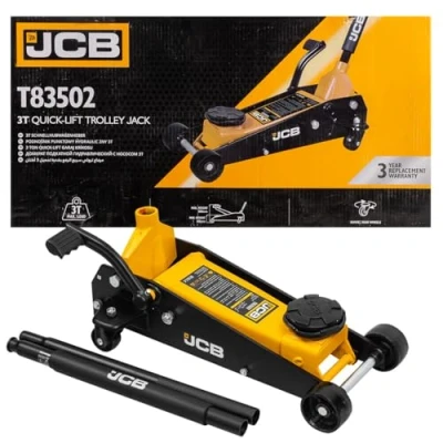 Image of JCB 3 Tonne Hydraulic Trolley Jack, 145 500mm Lift Height, Steel Frame