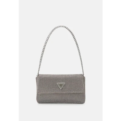 Image of Guess Zalina FLAP Clutch, Women&#039;s, Size: One Size, Silver