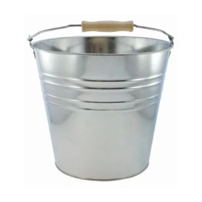 Image of Garden Mile® 10L Galvanised General Purpose Metal Steel bucket Cleaning Heavy Duty Strong with wooden handle Ash Coal Fire Water (10L)