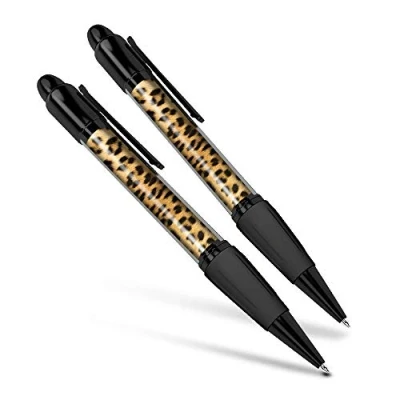 Image of Beautiful and comfortable Set of 2 Matching Pens Wild Animal Leopard Cat Fur Print #46429