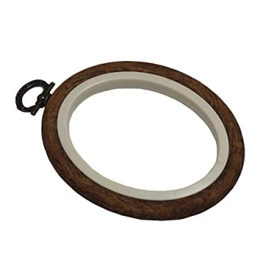 Image of Nurge Embroidery Flexi Hoop Cross Stitch Oval Display Wood Effect 8.5cm x 10.5cm