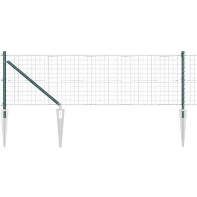 Image of vidaXL Euro Fence with 13 Spike Posts 0.4x25 m Galvanised Steel Green