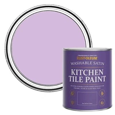 Image of Rust Oleum Purple water resistant Kitchen Tile Paint in Satin Finish Violet Macaroon 750ml