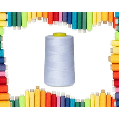 Image of Rohans Overlock Yarn 40/2 (120), 5000 Yards (4570 Meters) Sewing Thread Cones, Machine Multi Colour 100% Polyester Material (White, 1)