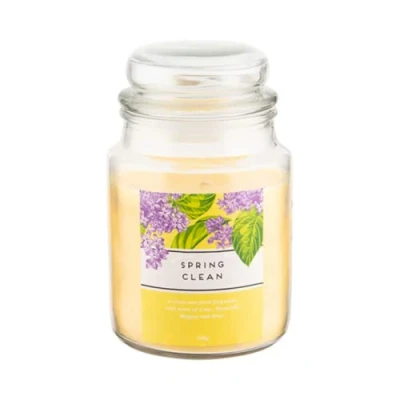 Image of FabFinds Large 18oz Scented Glass Jar Candle Natural Soy Wax Gift Fragrance (Free 8pcs Melt) Burn Time: 104 Hours (Spring Clean)