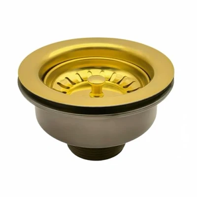 Image of 114MM Gold Sink Waste Kit,Sink Collection, Stainless Steel and PVC Kitchen Basket Strainer Plug G1½