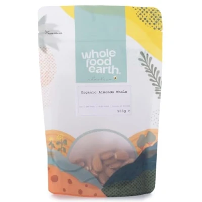 Image of Wholefood Earth Organic Almonds Whole 100g Raw GMO Free Vegan High Fibre Source of Protein Certified