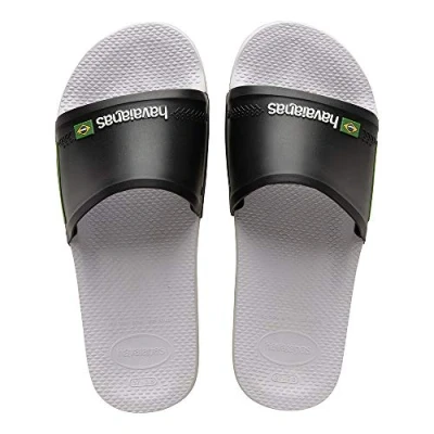 Image of Havaianas Unisex Slide Sandal, White Black, 5 UK