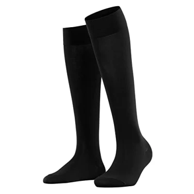 Image of FALKE Women&#039;s Cotton Touch W KH Thin Long Plain 1 Pair Knee High Socks, Black (Black 3000) new eco friendly, 5.5 8