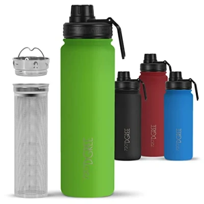 Image of 720DGREE Vaccum Insulated Water Bottle + Infuser “noLimit“ 530ml Leakproof, BPA Free, Thermo Stainless Steel Flask Carbonated Drinks, Sports, School, Travel, Hiking, Outdoor +Sports Cap