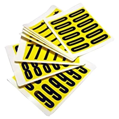 Image of Complete Packs of Self Adhesive Numbers, Easy Warehouse Identification, Clean Peel Leaves No Residue, Each Card is H.21 x W.56mm Yellow