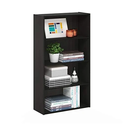 Image of FURINNO 4 Tier Bookcases, Display Shelves, Engineered Wood, Espresso