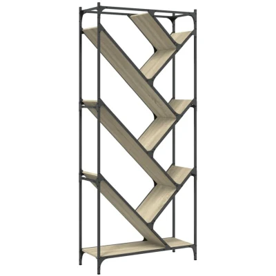 Image of vidaXL Bookcase Sonoma Oak 79x30x180 cm Engineered Wood and Metal