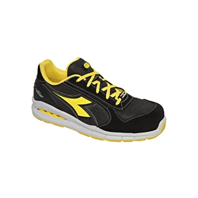 Image of Diadora Men&#039;s Run NET AIRBOX Low S1P SRC Track Shoe, Black/Anthracite, 7.5 UK