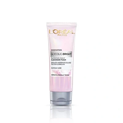 Image of L&#039;Oreal Paris Glycolic Bright Daily Foaming Facial Cleanser, 50ml Glowing Face Wash for Dull Skin