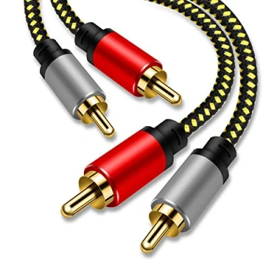 Image of PIGHNDD RCA Cable 2Rca Male to 2 Audio Stereo Subwoofer [Hi Fi Sound] Nylon Braided Auxiliary Cord for Home Theater, HDTV, Amplifiers, Hi Systems,Speakers and etc (3m/10Feet)