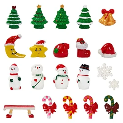 Image of THE TWIDDLERS 30 Christmas Mini Doll House Xmas Figurines, Cake Decorations Miniature Decorations, Resin Ornaments, Tree Santa Advent Calendar Fillers, Toppers