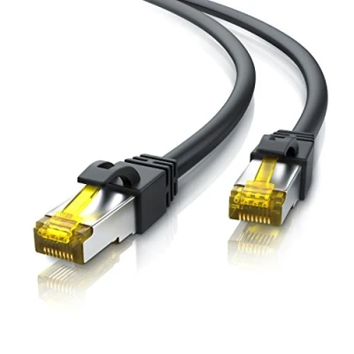Image of 1m CAT 7 Network Gigabit Ethernet LAN cable 10000 Mbit S patch Cat. raw FTP PIMF shielding with RJ45 connector Switch Router Modem Access Point