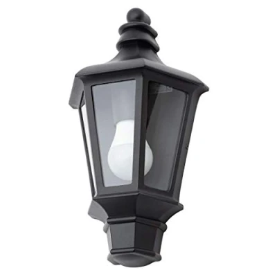 Image of LITECRAFT Perry Wall Light Outdoor Half Lantern Traditional IP44 Fitting Black