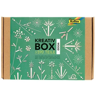 Image of folia 938 Creative Box Wood Craft with Over 590 Pieces, Many Different Materials for Imaginative, Crafts and Decorating