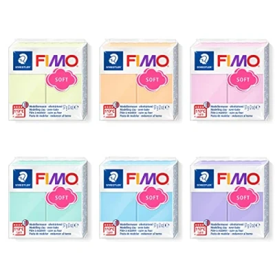 Image of Staedtler 8020 PX FIMO Effect Modelling Clay, 6 Pads of Pastel Colours, 57 g Each, Smooth, Oven Hardening Clay for Crafts and Jewellery Decorative Accessories, Multi Colour